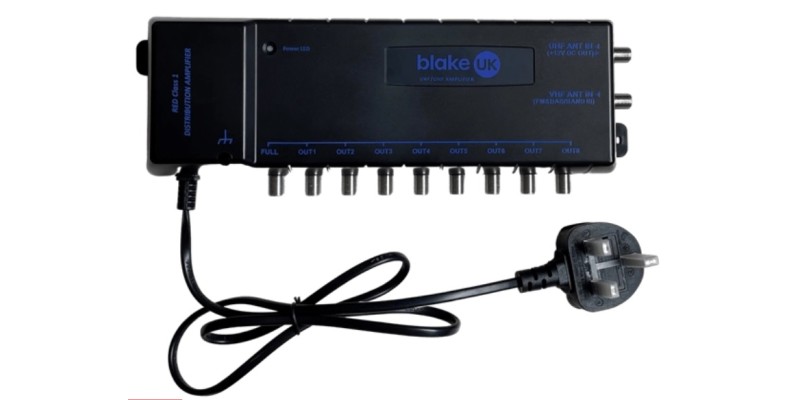Blake 8 Way Distribution Amplifier 8dB - 16dB Full Output (470-694MHz)