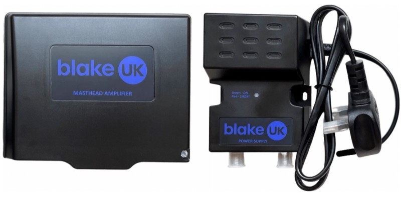 Blake 2 Way Variable Gain 5-20dB Masthead Amplifier (470-694MHz) & Power Supply Kit