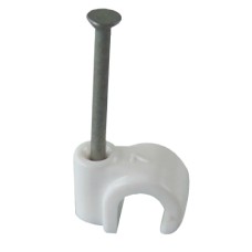 100 x White 5mm Round Cable Clips - RG59 / CAT5e etc
