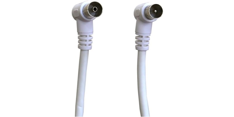 Part King 3m Aerial Cable with Angled Male to Female Coaxial Connectors - White