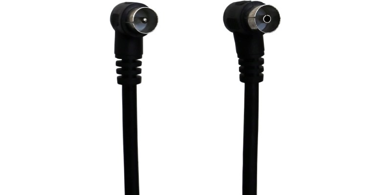Part King 1.5m Aerial Cable with Angled Male to Female Coaxial Connectors - Black