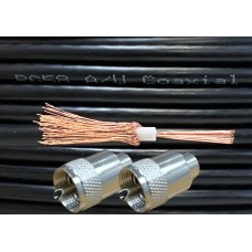 iStrand Copper Black RG58 50 Ohm Stranded Coaxial Cable and 2 x PL259 UHF Male Plug Connectors for CB Radio Ham Aerial