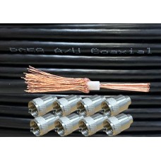 iStrand Copper Black RG58 50 Ohm Stranded Coaxial Cable and 8 x PL259 UHF Male Plug Connectors for CB Radio Ham Aerial