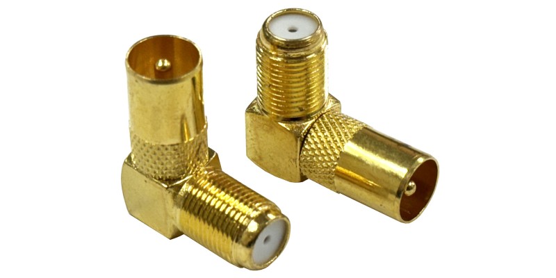 Part King Gold Plated 90 Degree F Socket to Coax Plug Adaptor (Quantity 1)