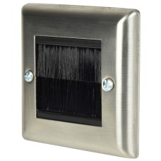 Brush Wall Plate - Single - Brushed Steel with Black Brushes