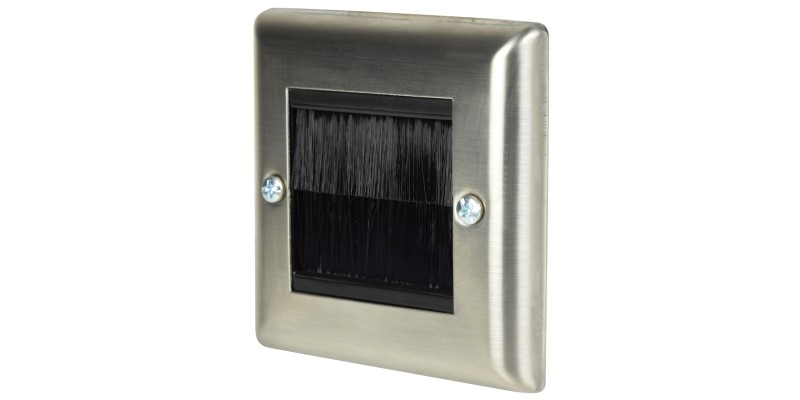 Brush Wall Plate - Single - Brushed Steel with Black Brushes