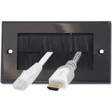 Auline Black Brush Double Twin 2 Gang Wall Outlet Cable Entry Plate Tidy Mount Face Plate Wall Plate