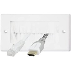 Auline White Brush Double Twin 2 Gang Wall Outlet Cable Entry Plate Tidy Mount Face Plate Wall Plate