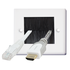 Auline Black Brush White Surround Single 1 Gang Wall Outlet Cable Entry Plate Tidy Mount Face Plate Wall Plate