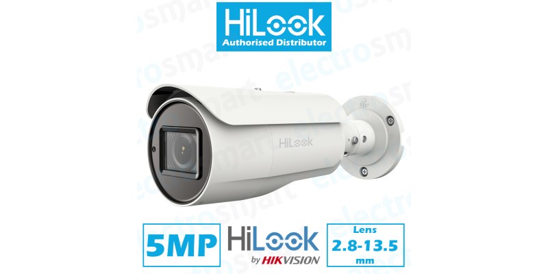 HiLook 5MP Bullet CCTV Security Camera Varifocal 2.7-12mm Lens White THC-B350-Z