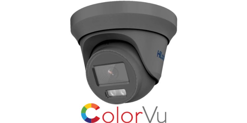 HiLook 2MP ColorVu Turret CCTV Security Camera 2.8mm Lens Grey THC-T229-M