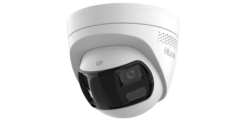 HiLook 8MP 4K 180 Degree Stitched Wide Angle Smart Hybrid Light ColorVu Turret Network IP PoE CCTV Security Camera Built in Microphone 2.8mm Lens White IPC-T280HAD-LUF/SL