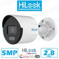 HiLook 5MP ColorVu Bullet Network IP PoE CCTV Security Camera 2.8mm Lens White IPC-B159H(2.8mm)(C)