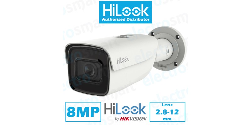 HiLook 8MP 4K Bullet Network IP PoE CCTV Security Camera Varifocal Lens White IPC-B680H-Z(2.8-12mm)