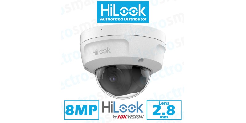 HiLook 8MP 4K Dome Network IP PoE CCTV Security Camera 2.8mm Lens White IPC-D180H-MUF(2.8mm)(C)
