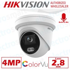 Hikvision DS-2CD2347G2-LU(2.8mm)(C) 4MP ColorVu Fixed Turret Network Camera 2.8mm Lens White