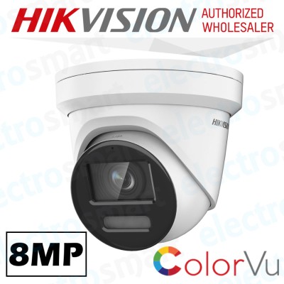 Hikvision DS-2CD2387G2-LU(2.8mm) 8MP 4K ColorVu Fixed Turret Network Camera 2.8mm Lens White