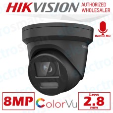 Hikvision DS-2CD2387G2-LU(2.8mm)(C)(BLACK) 8MP 4K ColorVu Fixed Turret Network Camera 2.8mm Lens Black