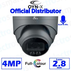 OYN-X 4MP Grey IP CCTV Network PoE Turret Camera Full Colour IP67 Microphone