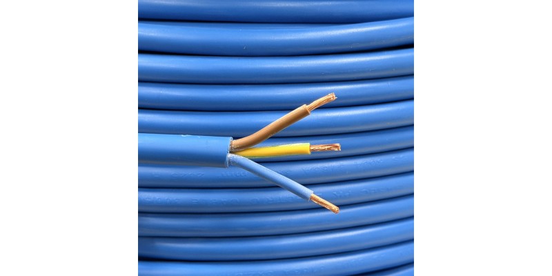 Beetronic 5m 2.5mm² Blue Arctic Grade 3 Core PVC Flex Cable 3183AG Caravan Outdoor Mains 240v Wire