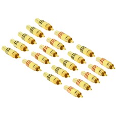 AudioPro 20 x Gold Plated RCA Phono Male Audio Plugs AV Stereo with Red Positive and Black Negative Polarity Lines
