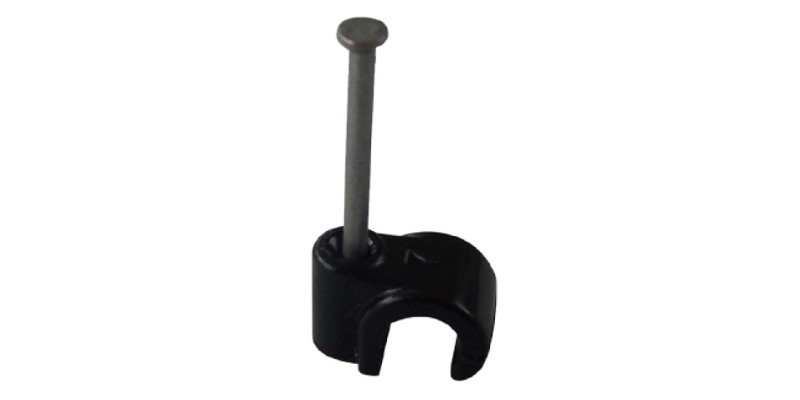 100 x Black 5mm Round Cable Clips - RG59 / CAT5e etc