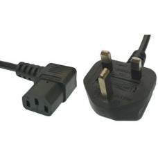 electrosmart 10m Black Mains Power Cable with 90 Degree Right Angled Kettle Type IEC Socket