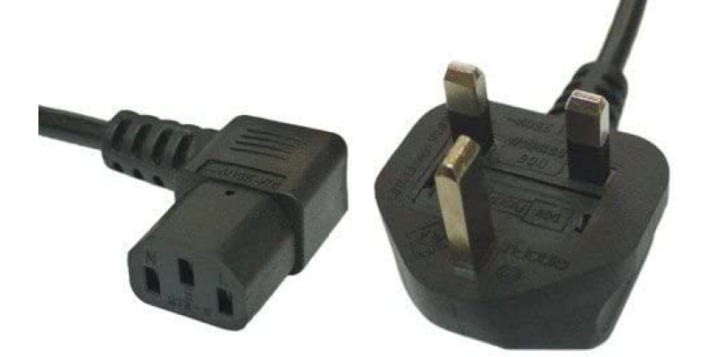 electrosmart 3m Black Mains Power Cable with 90 Degree Right Angled Kettle Type IEC Socket