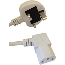 electrosmart 3m White Mains Power Cable with 90 Degree Right Angled Kettle Type IEC Socket