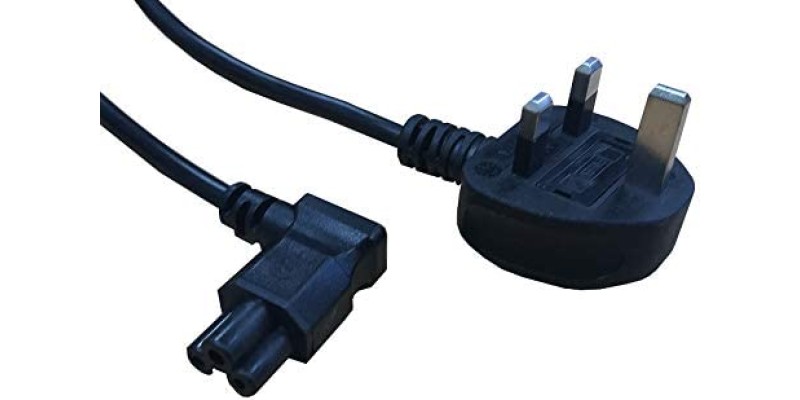 electrosmart 5m Black C5 Clover Cloverleaf 90 Degree Angled Mains Cable Lead to UK Plug
