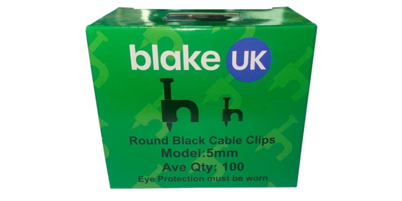 Blake 5mm Black Round Cable Clips (Box of 100)