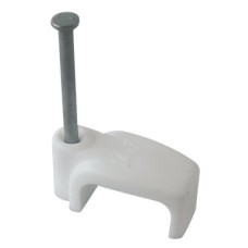100 x White 10mm x 5mm Flat Cable Clips - RG59 + Power Shotgun Coaxial Cable etc