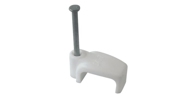 100 x White 10mm x 5mm Flat Cable Clips - RG59 + Power Shotgun Coaxial Cable etc