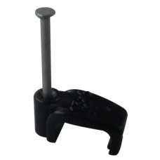 100 x Black 10mm x 5mm Flat Cable Clips - RG59 + Power Shotgun Coaxial Cable etc