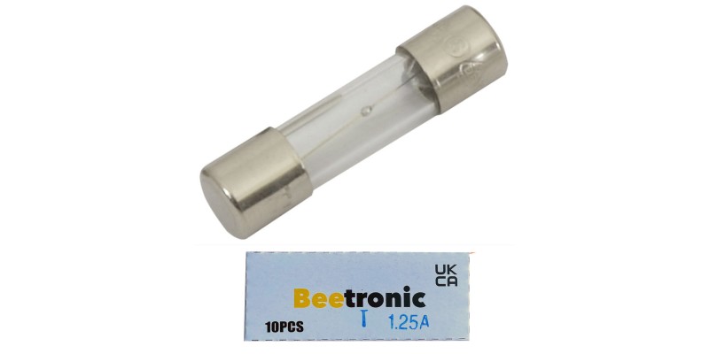 Beetronic 10 x T1.25A Glass Fuses 1.25 Amp Slow Blow Time Delay