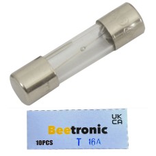 Beetronic 10 x T16A Glass Fuses 16 Amp Slow Blow Time Delay