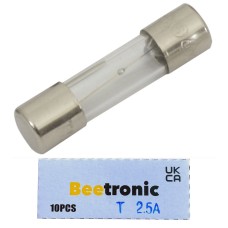 Beetronic 10 x T2.5A Glass Fuses 2.5 Amp Slow Blow Time Delay