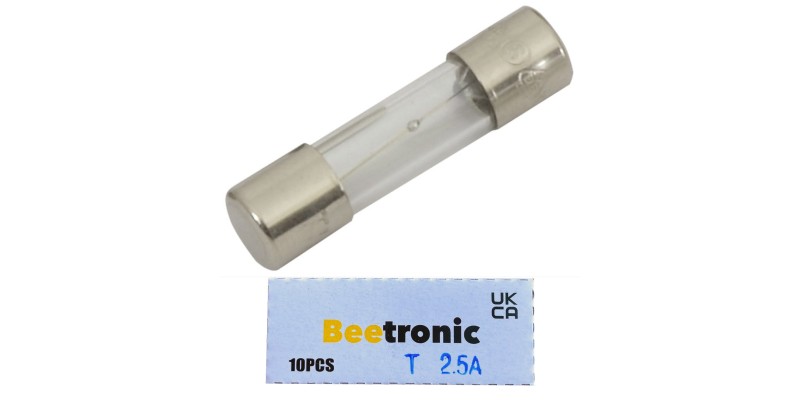 Beetronic 10 x T2.5A Glass Fuses 2.5 Amp Slow Blow Time Delay