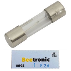 Beetronic 10 x T6.3A Glass Fuses 6.3 Amp Slow Blow Time Delay