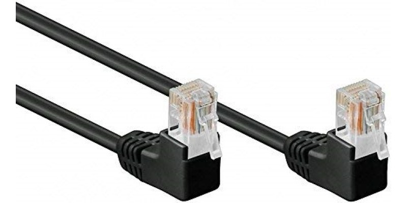Beetronic 1m Angled to Angled Cat5e Ethernet Network Patch Cable Cable - Black