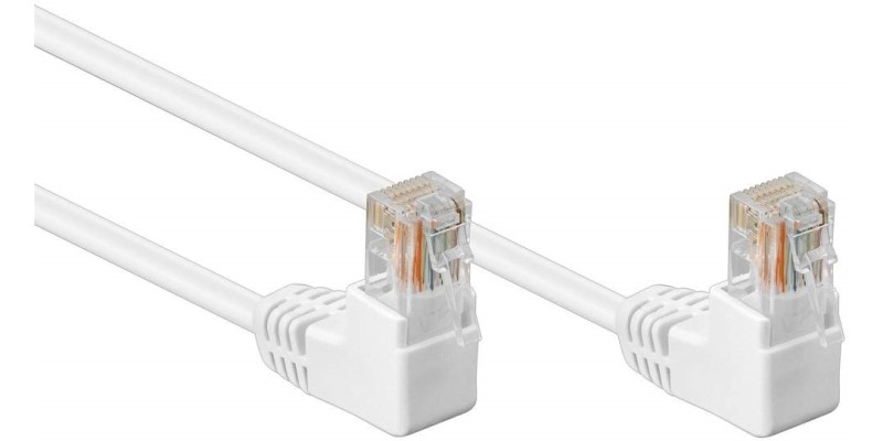 Beetronic 2m Angled to Angled Cat5e Ethernet Network Patch Cable Cable - White
