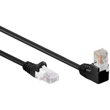 Beetronic 10m Straight to Angled Cat5e Ethernet Network Patch Cable Cable - Black