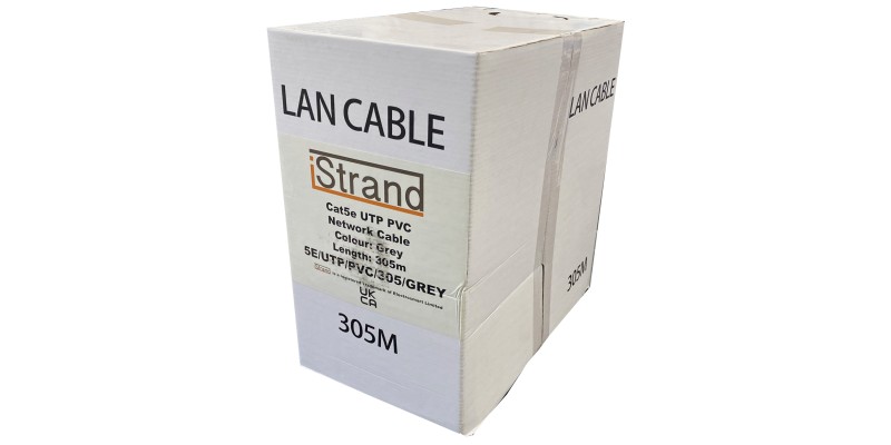iStrand 305m Grey CAT5e CCA UTP 4 Pair Ethernet Network Cable