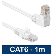Beetronic 1m Straight to Angled Cat6 Ethernet Network Patch Cable Cable - White