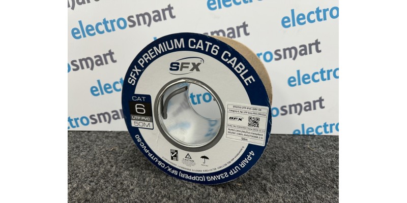 SFX 50m Cat6 Copper Ethernet Network Cable UTP PVC Grey