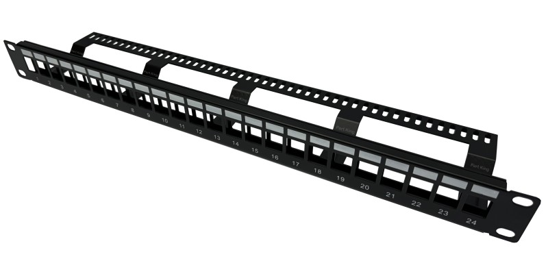 Part King 24 Port 1U Blank Unloaded Keystone Patch Panel for 19" Network Data Cabinet