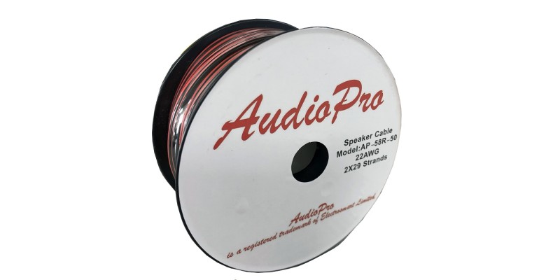 50m Reel of AudioPro 22 AWG Red Black Speaker Cable 2 x 29 Strands HiFi Surround AP-58R-50