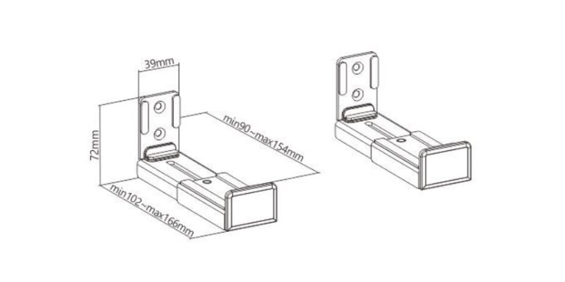  Beetronic Universal Soundbar Mount Wall Brackets Adjustable Depth Shelf Arms Fixing Kit 
