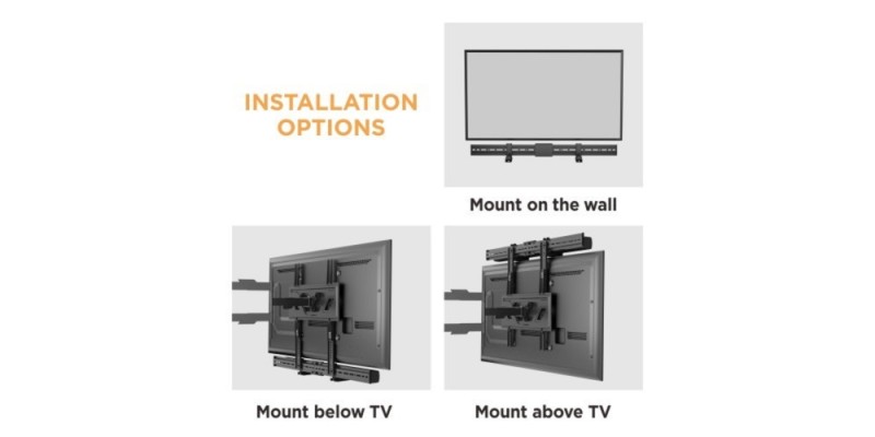 Part King Universal Adjustable Soundbar Speaker Bracket Mount Holder Above Below TV VESA