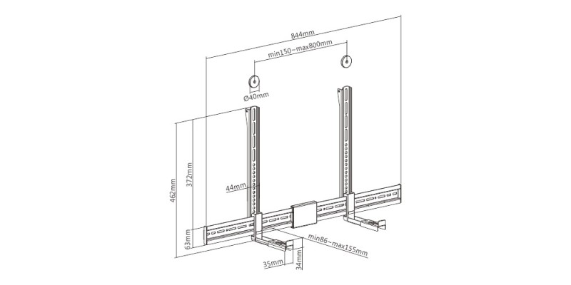 Part King Universal Adjustable Soundbar Speaker Bracket Mount Holder Above Below TV VESA